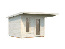 Palmako Gartenhaus MODERN GRACE 8,1+4,1 m² - 290x300 cm +137 cm Anbaudach, 56 mm, inkl. Fußboden * natur + farbig *