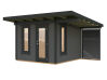 Palmako Gartenhaus MODERN GRACE 8,1+4,1 m² - 290x300 cm +137 cm Anbaudach, 56 mm, inkl. Fußboden * natur + farbig *