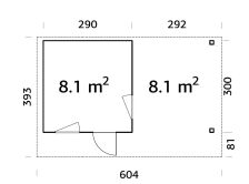 Palmako Gartenhaus MODERN GRACE 8,1+8,1 m² - 290x300...