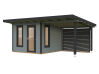 Palmako Gartenhaus MODERN GRACE 8,1+8,1 m² - 290x300 cm + 292 cm Anbaudach, 56 mm, inkl. Fußboden * natur + farbig *