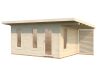 Palmako Gartenhaus MODERN GRACE 12,4+4,1 m² - 445x300 cm +137 cm Anbaudach, 56 mm Leimholz, inkl. Fußboden 28 mm * natur + farbig *
