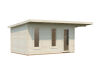Palmako Gartenhaus MODERN GRACE 12,4+4,1 m² - 445x300 cm +137 cm Anbaudach, 56 mm Leimholz, inkl. Fußboden 28 mm * natur + farbig *