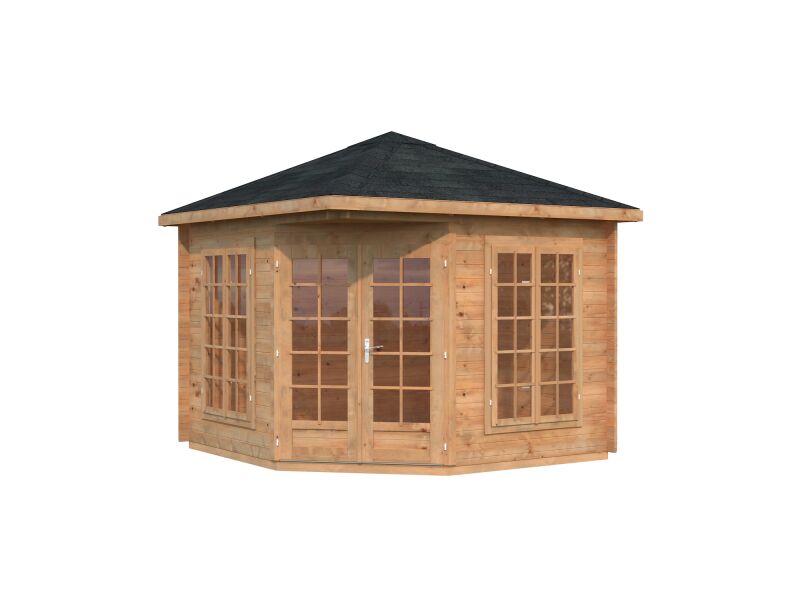 Palmako Pavillon MELANIE 7,0 m² - 280x280 cm, 28 mm, inkl. Fußboden 19 mm, transparent imprägniert