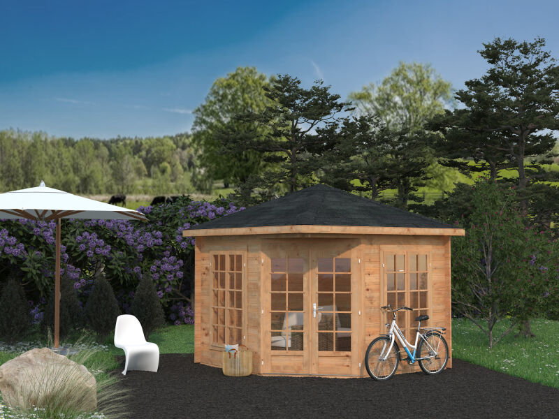 Palmako Pavillon MELANIE 7,0 m² - 280x280 cm, 28 mm, inkl. Fußboden 19 mm, transparent imprägniert