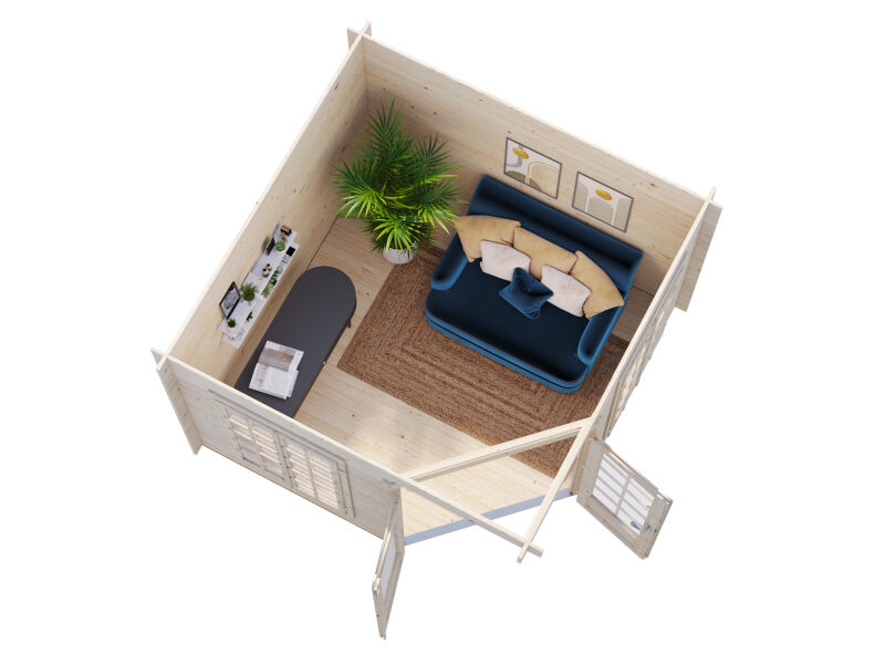 Palmako Pavillon MELANIE 7,0 m² - 280x280 cm, 28 mm, inkl. Fußboden 19 mm, transparent imprägniert