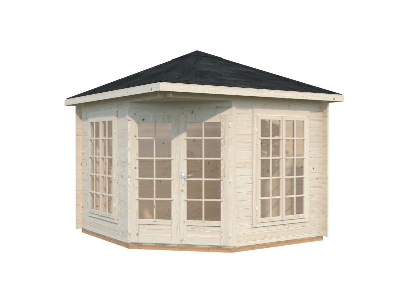 Palmako Pavillon MELANIE 7,0 m² - 280x280 cm, 28 mm, inkl. Fußboden 19 mm, transparent imprägniert