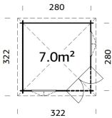 Palmako Pavillon MELANIE 7,0 m² - 280x280 cm, 28 mm, inkl. Fußboden 19 mm * natur + farbig *