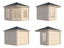 Palmako Pavillon MELANIE 7,0 m² - 280x280 cm, 28 mm, inkl. Fußboden 19 mm * natur + farbig *