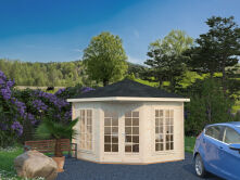 Palmako Pavillon MELANIE 7,0 m² - 280x280 cm, 28 mm, inkl. Fußboden 19 mm * natur + farbig *