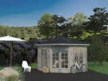 Palmako Pavillon MELANIE 7,0 m² - 280x280 cm, 28 mm, inkl. Fußboden 19 mm * natur + farbig *