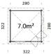 Palmako Pavillon MELANIE 7,0 m² - 280x280 cm, 28 mm, inkl. Fußboden 19 mm * natur + farbig *