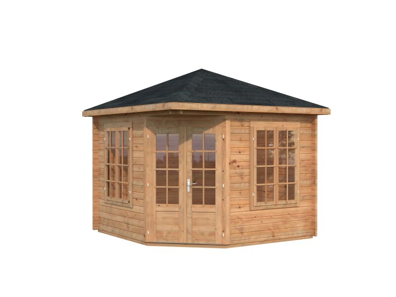 Palmako Pavillon MELANIE 6,9 m² - 280x280 cm, 44 mm, inkl. Fußboden 19 mm, hellbraun imprägniert