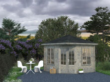 Palmako Pavillon MELANIE 6,9 m² - 280x280 cm, 44 mm, inkl. Fußboden 19 mm, hellbraun imprägniert