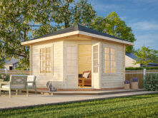 Palmako Pavillon MELANIE 9,9 m² - 330x330 cm, 44 mm, inkl. Fußboden 19 mm * natur + farbig *