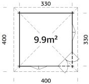Palmako Pavillon MELANIE 9,9 m² - 330x330 cm, 44 mm, inkl. Fußboden 19 mm * natur + farbig *