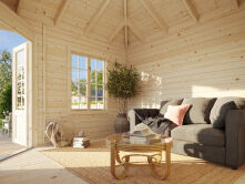 Palmako Pavillon MELANIE 9,9 m² - 330x330 cm, 44 mm, inkl. Fußboden 19 mm * natur + farbig *