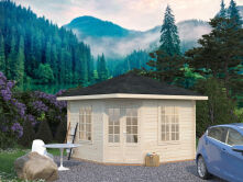 Palmako Pavillon MELANIE 9,9 m² - 330x330 cm, 44 mm, inkl. Fußboden 19 mm * natur + farbig *