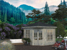Palmako Pavillon MELANIE 9,9 m² - 330x330 cm, 44 mm, inkl. Fußboden 19 mm * natur + farbig *