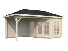 Palmako Pavillon MELANIE 7,0+8,1 m² - 280x280 cm + 277 cm Anbau, 28 mm, inkl. Fußboden 19 mm * natur + farbig *