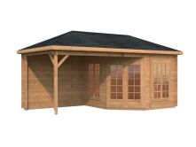 Palmako Pavillon MELANIE 7,0+8,1 m² - 280x280 cm + 277 cm Anbau, 28 mm, inkl. Fußboden 19 mm * natur + farbig *