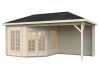 Palmako Pavillon MELANIE 7,0+8,1 m² - 280x280 cm + 277 cm Anbau, 28 mm, inkl. Fußboden 19 mm * natur + farbig *