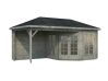 Palmako Pavillon MELANIE 7,0+8,1 m² - 280x280 cm + 277 cm Anbau, 28 mm, inkl. Fußboden 19 mm * natur + farbig *