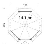 Palmako Pavillon HANNA 14,1 m² - Ø 421 cm, 44 mm, ISO, inkl. Fußboden 19 mm * natur + farbig *
