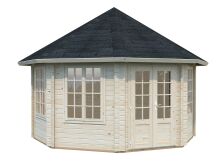 Palmako Pavillon HANNA 14,1 m² - Ø 421 cm, 44 mm, ISO, inkl. Fußboden 19 mm * natur + farbig *