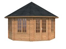 Palmako Pavillon HANNA 14,1 m² - Ø 421 cm, 44 mm, ISO, inkl. Fußboden 19 mm * natur + farbig *