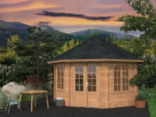 Palmako Pavillon HANNA 14,1 m² - Ø 421 cm, 44 mm, ISO, inkl. Fußboden 19 mm * natur + farbig *