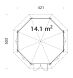 Palmako Pavillon HANNA 14,1 m² - Ø 421 cm, 44 mm, ISO, inkl. Fußboden 19 mm * natur + farbig *