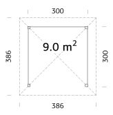 Palmako Pavillon BETTY 9,0 m² - 300x300 cm, 12x12 cm...