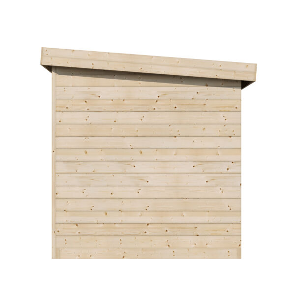 Aussensauna/Saunahaus ANITA 209,5 x 211,6 cm / inkl. selbstklebender EPDM-Bahn / Bausatz / Fichte natur