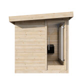 Aussensauna/Saunahaus ANITA 209,5 x 211,6 cm / inkl. selbstklebender EPDM-Bahn / Bausatz / Fichte natur
