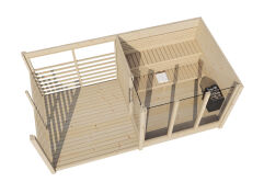 Aussensauna/Saunahaus ANITA inkl. Terrasse 417,2 x 215,8 cm / inkl. selbstklebender EPDM-Bahn / Bausatz / Fichte natur