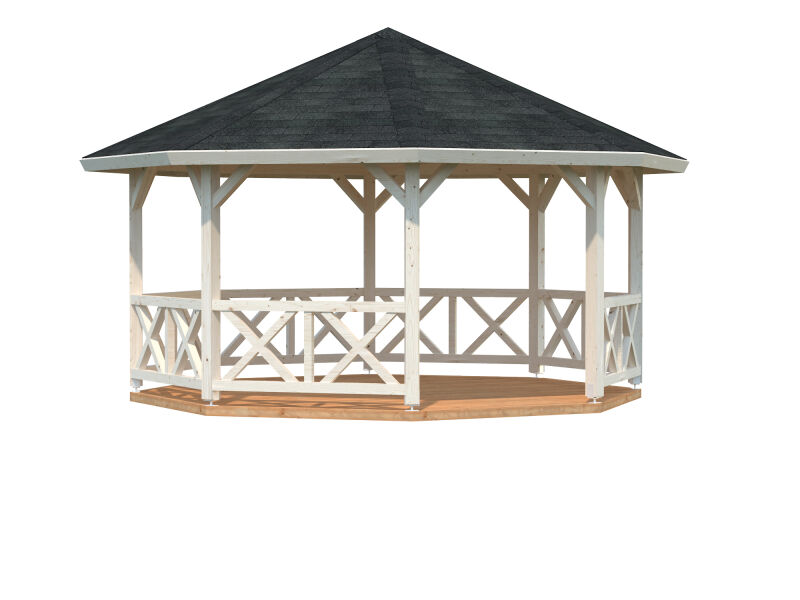 Palmako Pavillon BETTY 18,0 m² - 465x465 cm, 12x12 cm Leimholz-Pfosten * natur + farbig *