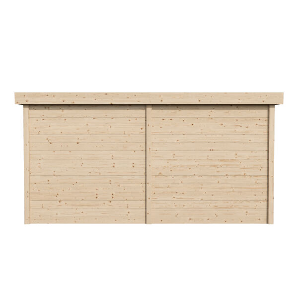 Aussensauna/Saunahaus ANITA 2-Raum  417,2 x 215,8 cm / inkl. selbstklebender EPDM-Bahn / Bausatz / Fichte natur