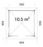 Palmako Pavillon JULIE 10,5 m²  - 330x330 cm, 28 mm, inkl. Fußboden *natur + farbig *