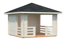 Palmako Pavillon JULIE 10,5 m²  - 330x330 cm, 28 mm, inkl. Fußboden *natur + farbig *