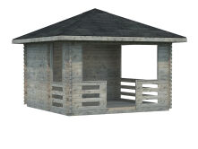 Palmako Pavillon JULIE 10,5 m²  - 330x330 cm, 28 mm, inkl. Fußboden *natur + farbig *