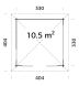 Palmako Pavillon JULIE 10,5 m²  - 330x330 cm, 28 mm, inkl. Fußboden *natur + farbig *