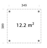 Palmako Pavillon LUCY 12,2 m² - 349x349 cm, 12x12 cm...