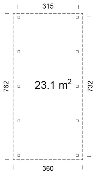 Palmako Carport KARL 23,1 m² - 315x732 cm, Leimholz-Pfosten 12x12 cm * natur + farbig *