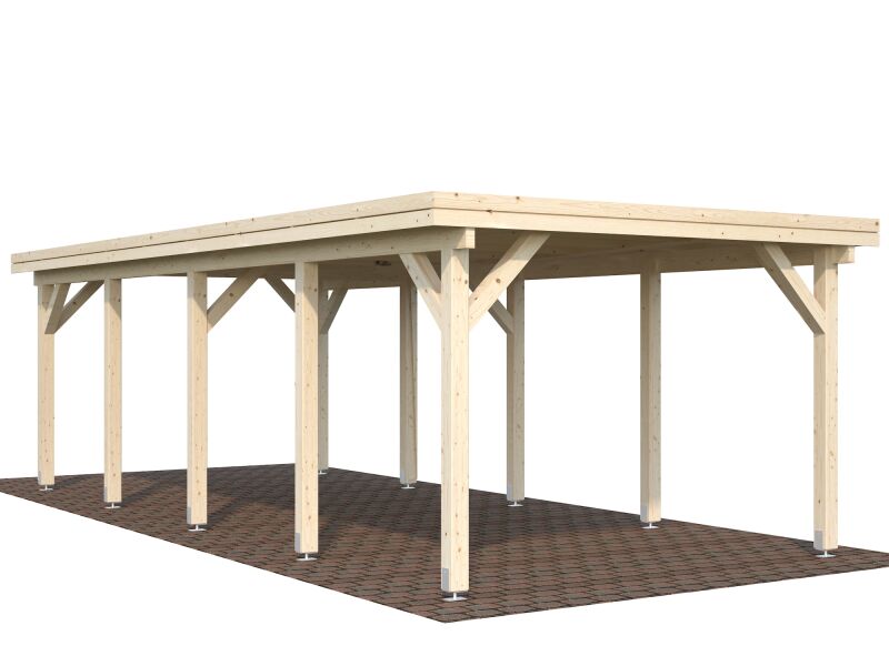 Palmako Carport KARL 23,1 m² - 315x732 cm, Leimholz-Pfosten 12x12 cm * natur + farbig *