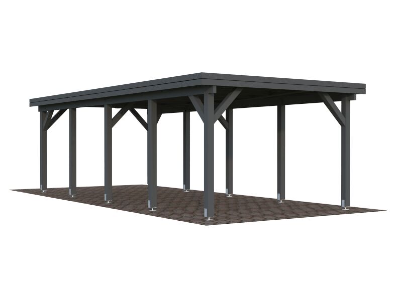Palmako Carport KARL 23,1 m² - 315x732 cm, Leimholz-Pfosten 12x12 cm * natur + farbig *