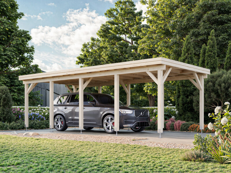 Palmako Carport KARL 23,1 m² - 315x732 cm, Leimholz-Pfosten 12x12 cm * natur + farbig *
