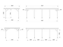 Palmako Carport KARL 23,1 m² - 315x732 cm, Leimholz-Pfosten 12x12 cm * natur + farbig *