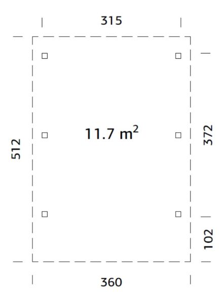 Palmako Carport KARL 11,7 m² - 315x372 cm, Leimholz-Pfosten 12x12 cm, weiß grundiert