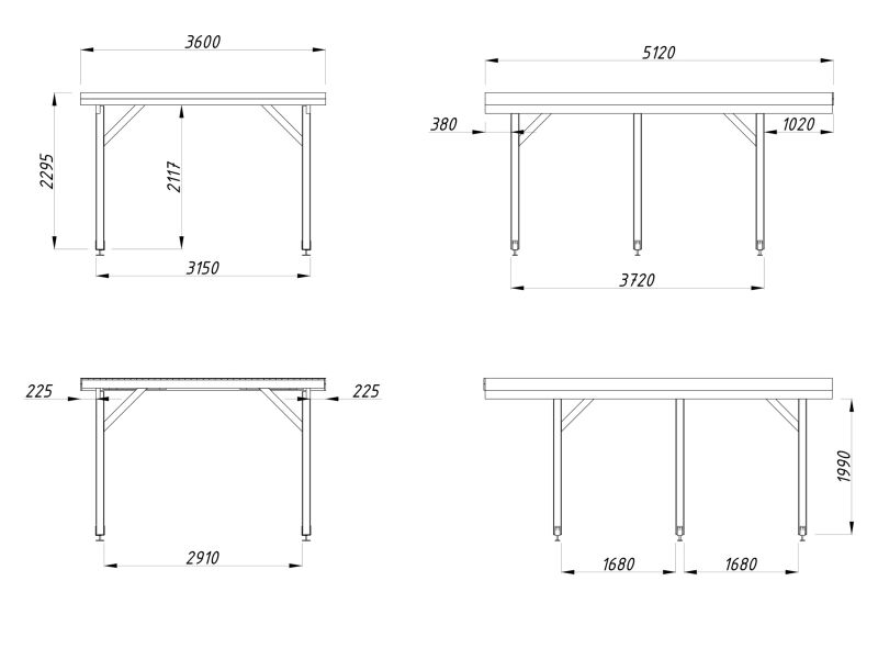 Palmako Carport KARL 11,7 m² - 315x372 cm, Leimholz-Pfosten 12x12 cm, weiß grundiert