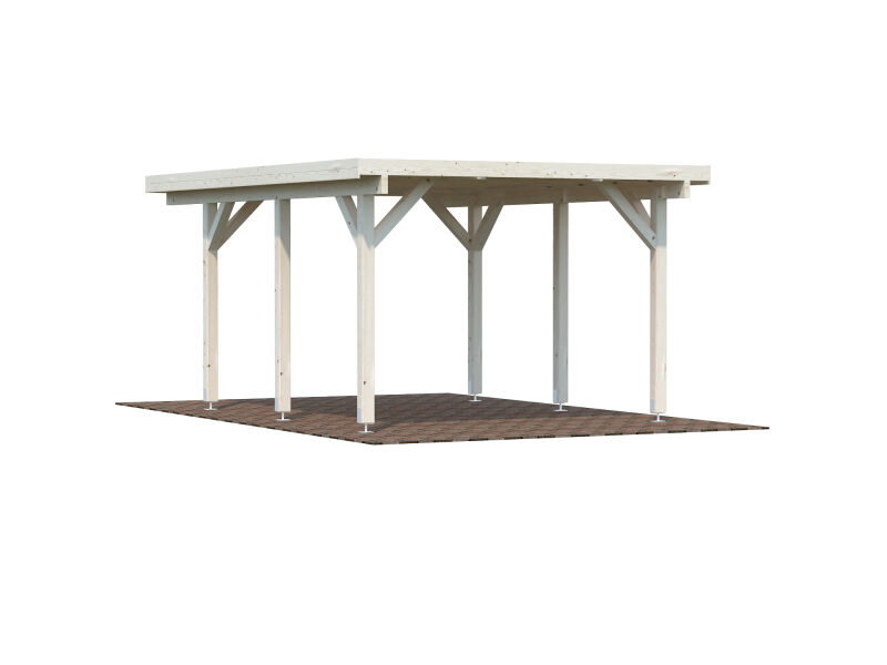 Palmako Carport KARL 11,7 m² - 315x372 cm, Leimholz-Pfosten 12x12 cm, weiß grundiert